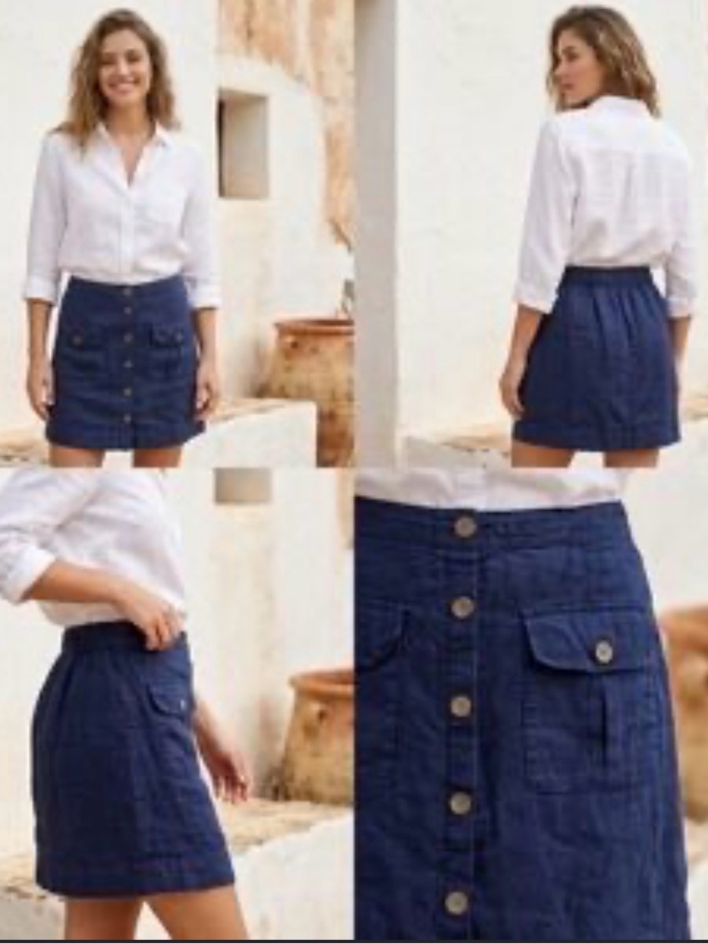 Nicole Miller Navy Button-Front Mini Skirt